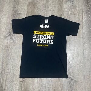 Vintage made in U.S.A union made dark blue T-shirt with yellow accent size M